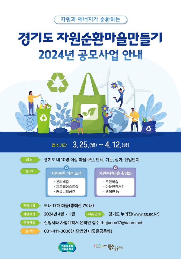 ‘2024년 경기도 자원순환마을 만들기사업’ 참여 마을 모집 포스터(경기도 제공)